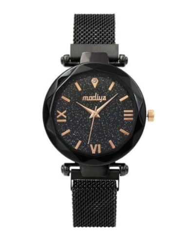 Montre Femme Ciel Étoilé - Bracelet Magnétique Noir