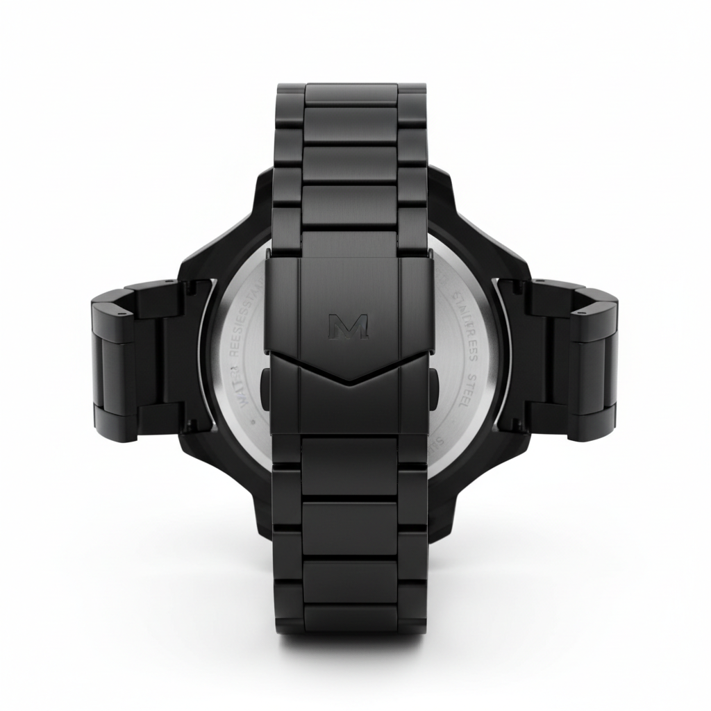 Vue du fermoir - Montre Fashion Noir et Jaune