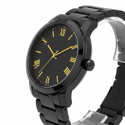 Vue de côté - Montre Fashion Noir et Jaune